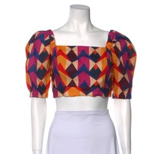 FARM RIO Linen Printed Crop Top Size: M NWT